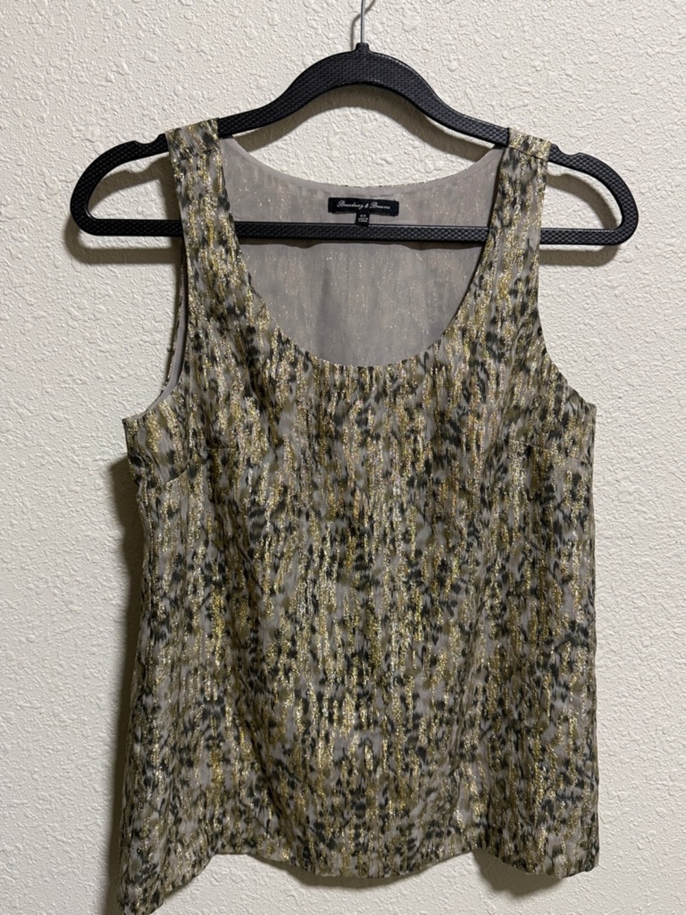 Broadway‎ & Broome Gold Metallic Abstract Animal Print Tank Top XS - Picture 2 of 5